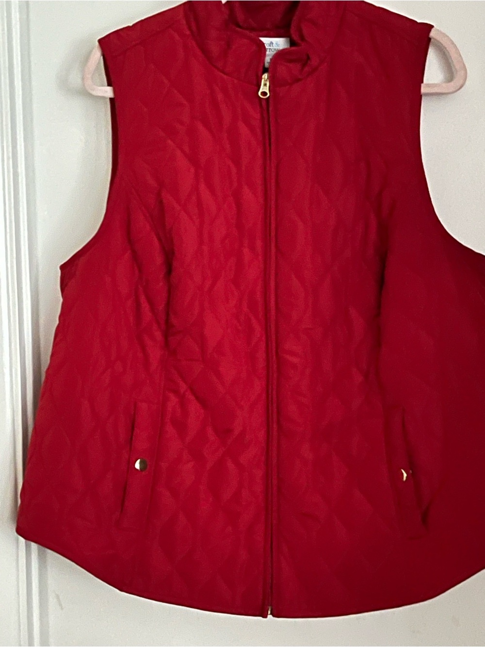 croft & barrow Red Quilted Sleeveless Zip Vest
